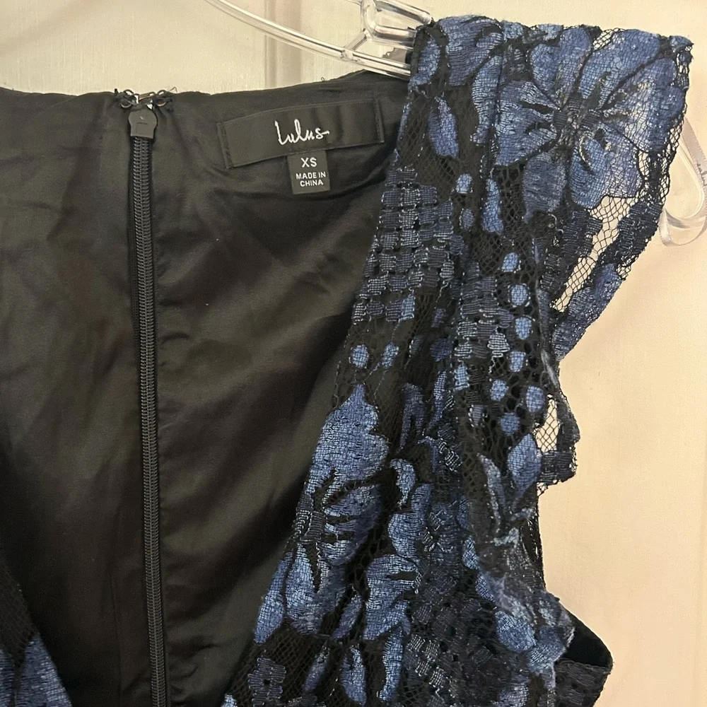 Lulus Molinetto Navy Blue Lace Ruffled Tiered Sleeveless Maxi Dress - Picture 4 of 6